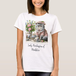 Persian Cat in Blommigt Hat Pearls at Tea Party T Shirt