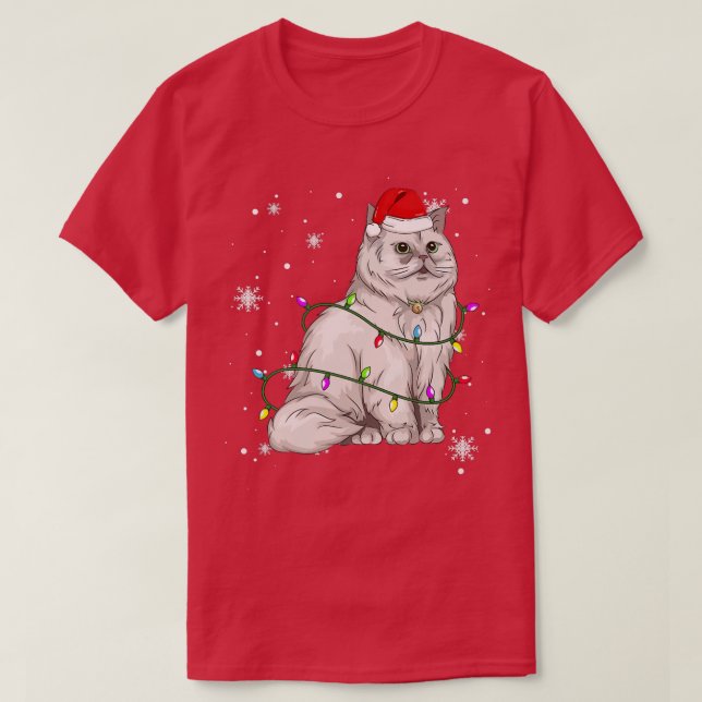 Persian Cat jul Ljus jultomte Santa Cat Santa T Shirt (Design framsida)