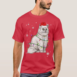 Persian Cat jul Ljus jultomte Santa Cat Santa T Shirt
