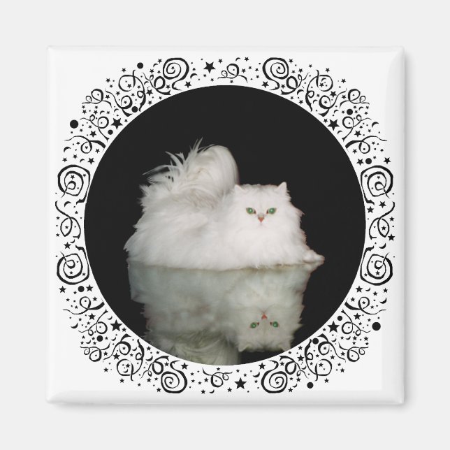 Persian Cat med Jade Grönt Öga Magnet (Framsidan)
