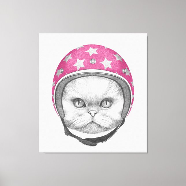 Persian Cat Motorcycle Rider Canvastryck (Framsida)