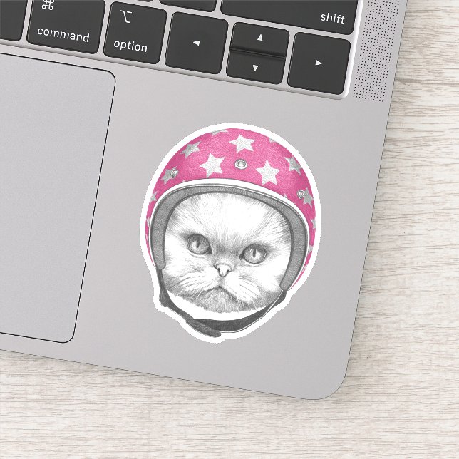 Persian Cat Motorcycle Rider Klistermärken (Detalj)