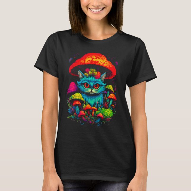 Persian Cat Mushroom T Shirt (Framsida)