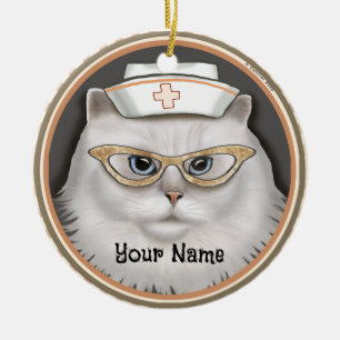 Persian Cat Nurse Julgransprydnad Keramik