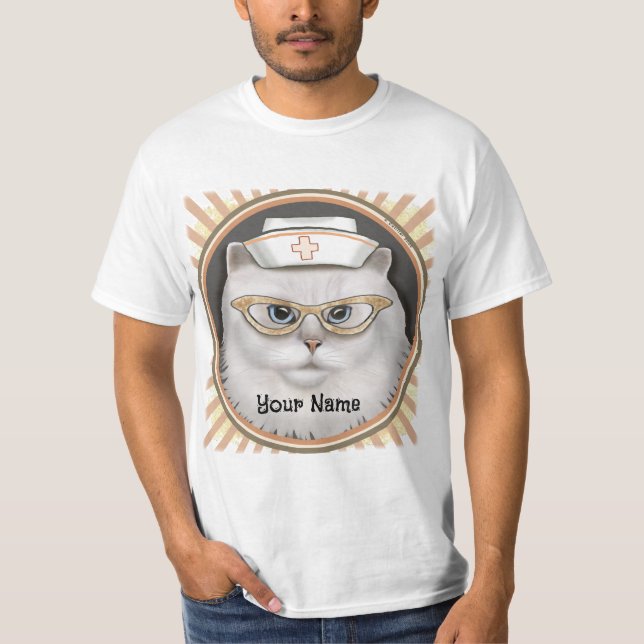 Persian Cat Nurse  T Shirt (Framsida)