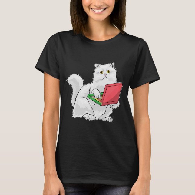 Persian cat Pizza T Shirt (Framsida)