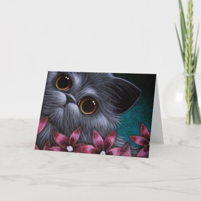 PERSIAN CAT - ROSA FLOWERS CUSTOMIZZES Card Kort (Framsida)