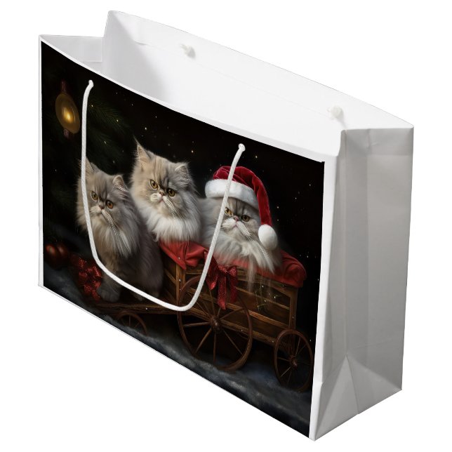 Persian Cat Snowy Sleigh-juldekretet (Framsidan Vinklad)