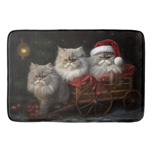 Persian Cat Snowy Sleigh-juldekretet Badrumsmatta (Framsidan)