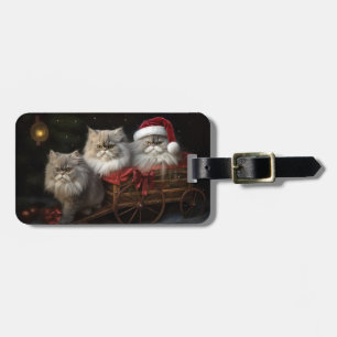 Persian Cat Snowy Sleigh-juldekretet Bagagebricka