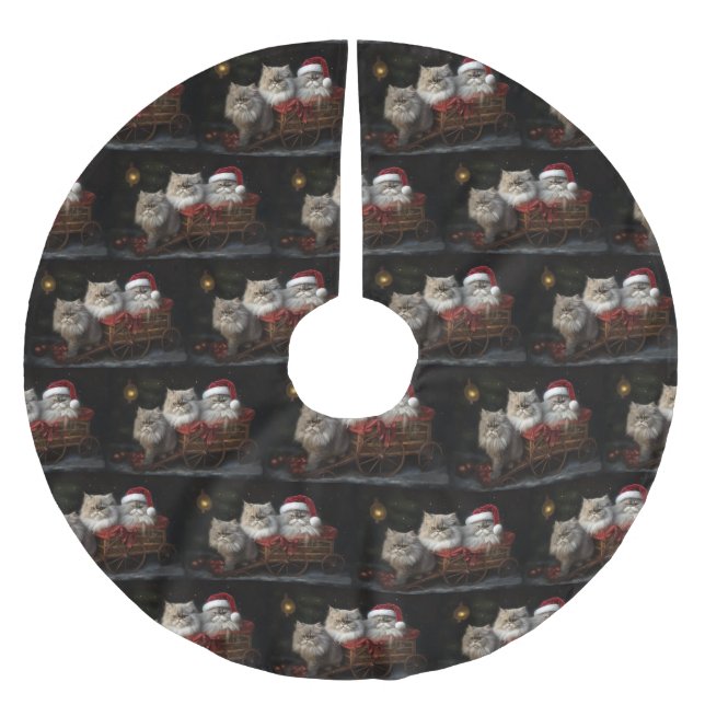 Persian Cat Snowy Sleigh-juldekretet Julgransmatta Borstad Polyester (Framsidan)