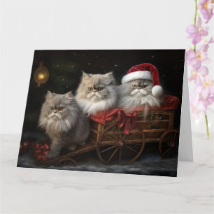 Persian Cat Snowy Sleigh-juldekretet Kort