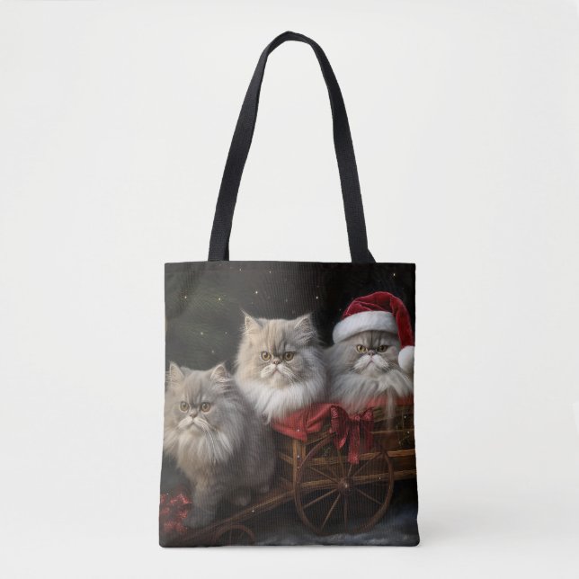 Persian Cat Snowy Sleigh-juldekretet Tygkasse (Framsida)