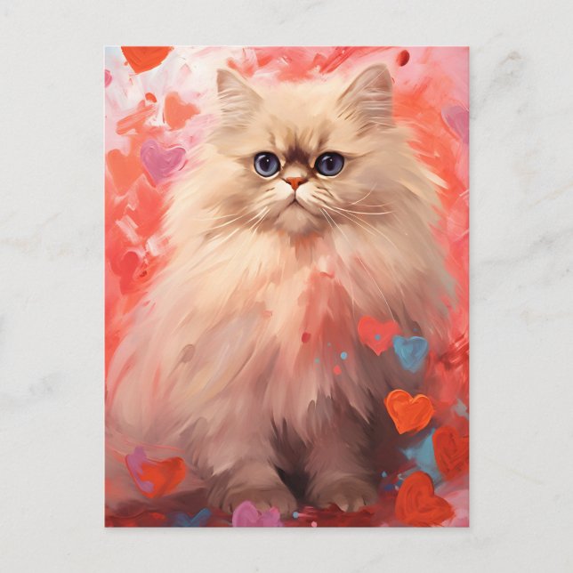 Persian Cat Valentine's Day Vykort (Framsida)