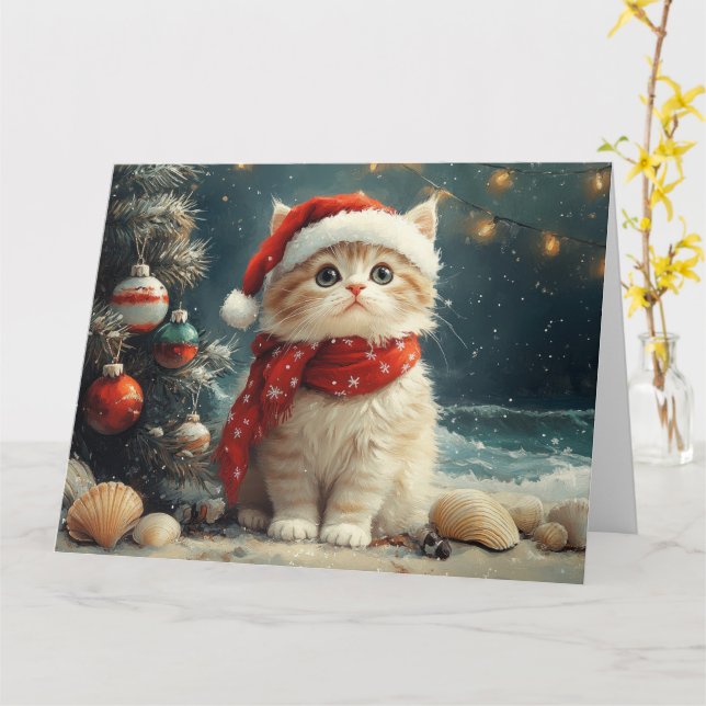 Persian Cat Vintage Beach Kort (Gul blomma)