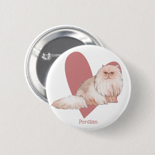 Persian Cat Watercolor Kattunge Rosa Heart Button Knapp