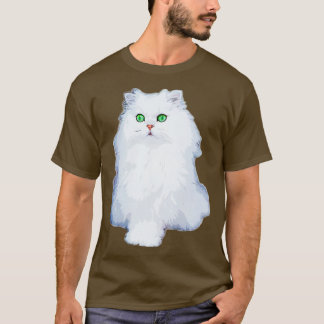 Persian Cat White Kitten med grönt öga Chinchill T Shirt