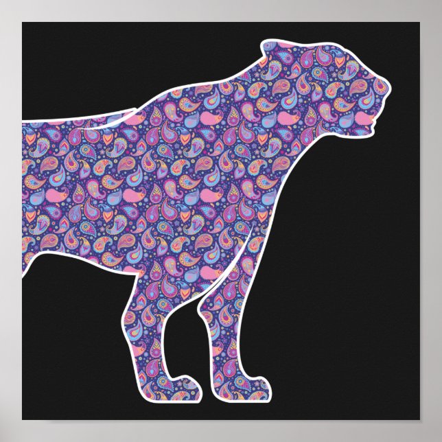 Persian Iranian Near Öster Paisley Panther Leopard Poster (Framsidan)