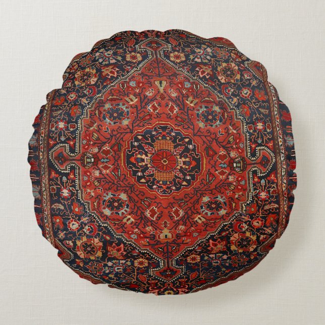 Persian Joshan Red Rusty Blue  Rund Kudde (Framsidan)