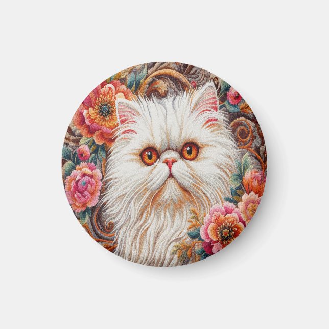 Persian Kitten Flowers, Blommigt Delight Persian C Magnet (Framsidan)