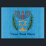Persian Magen David Menorah<br><div class="desc">Bilden har anpassats från en antikisk persisk judisk bricka och innehåller en menorah med en Magen David (David-stjärnan) som är inramad av oliv grenar. Den ursprungliga, handmålade bildens defekter har bevarats.</div>
