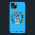 Persian Magen David Menorah<br><div class="desc">Bilden har anpassats från en antikisk persisk judisk bricka och innehåller en menorah med en Magen David (David-stjärnan) som är inramad av oliv grenar.  Den ursprungliga,  handmålade bildens defekter har bevarats. Lägg till din egen text.</div>