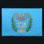 Persian Magen David Menorah Bordstablett<br><div class="desc">Bilden har anpassats från en antikisk persisk judisk bricka och innehåller en menorah med en Magen David (David-stjärnan) som är inramad av oliv grenar. Den ursprungliga,  handmålade bildens defekter har bevarats.</div>