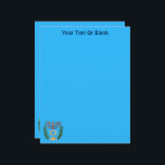 Persian Magen David Menorah Brevhuvud<br><div class="desc">Anpassad från en antikisk persisk judisk bricka och har en menorah med en Magen David (David-stjärnan) inramad av oliv grenar. Den ursprungliga,  handmålade bildens defekter har bevarats. Anpassa genom att lägga till egen text.</div>