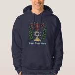 Persian Magen David Menorah Hoodie<br><div class="desc">Bilden har anpassats från en antikisk persisk judisk bricka och innehåller en menorah med en Magen David (David-stjärnan) som är inramad av oliv grenar. Den ursprungliga,  handmålade bildens defekter har bevarats.</div>