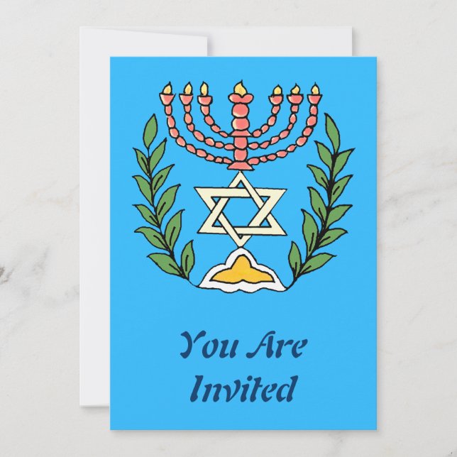 Persian Magen David Menorah Inbjudningar (Framsida)
