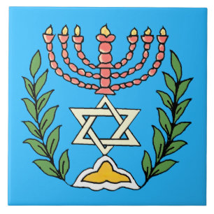 Persian Magen David Menorah Kakelplatta