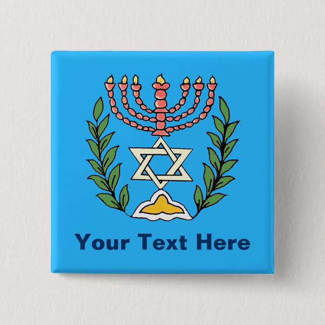 Persian Magen David Menorah Knapp (Framsida)