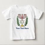Persian Magen David Menorah Tee Shirt<br><div class="desc">Bilden har anpassats från en antikisk persisk judisk bricka och innehåller en menorah med en Magen David (David-stjärnan) som är inramad av oliv grenar. Den ursprungliga,  handmålade bildens defekter har bevarats.</div>
