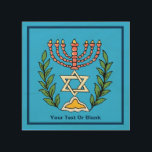 Persian Magen David Menorah Trätavla<br><div class="desc">Bilden har anpassats från en antikisk persisk judisk bricka och innehåller en menorah med en Magen David (David-stjärnan) som är inramad av oliv grenar. Den ursprungliga,  handmålade bildens defekter har bevarats. Lägg till din egen text.</div>