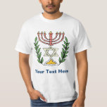 Persian Magen David Menorah Tröja<br><div class="desc">Bilden har anpassats från en antikisk persisk judisk bricka och innehåller en menorah med en Magen David (David-stjärnan) som är inramad av oliv grenar. Den ursprungliga,  handmålade bildens defekter har bevarats.</div>