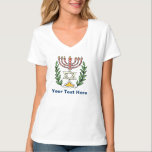 Persian Magen David Menorah Tröja<br><div class="desc">Bilden har anpassats från en antikisk persisk judisk bricka och innehåller en menorah och Magen David (David-stjärnan) som är inramad av oliver grenar. Den ursprungliga,  handmålade bildens defekter har bevarats.</div>