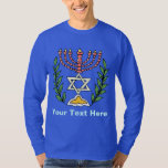 Persian Magen David Menorah Tröja<br><div class="desc">Bilden har anpassats från en antikisk persisk judisk bricka och innehåller en menorah med en Magen David (David-stjärnan) som är inramad av oliv grenar. Den ursprungliga,  handmålade bildens defekter har bevarats.</div>
