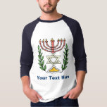 Persian Magen David Menorah Tröja<br><div class="desc">Bilden har anpassats från en antikisk persisk judisk bricka och innehåller en menorah med en Magen David (David-stjärnan) som är inramad av oliv grenar. Den ursprungliga,  handmålade bildens defekter har bevarats.</div>