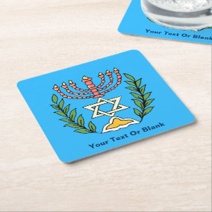 Persian Magen David Menorah Underlägg Papper Kvadrat