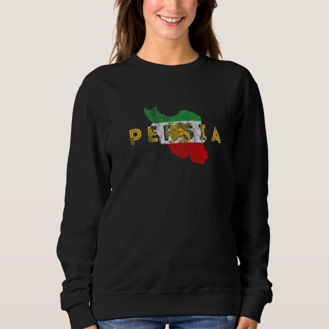 Persian Map and Flag Souvenir  Distressed Persia T Shirt (Framsida)