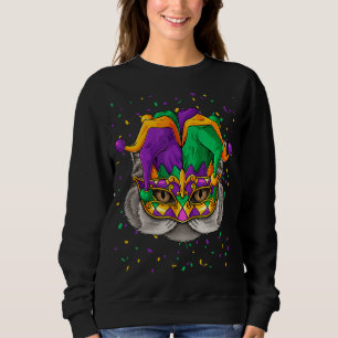 Persian Mardi Gras Cat Ansikte Carnival Jester Fes T Shirt