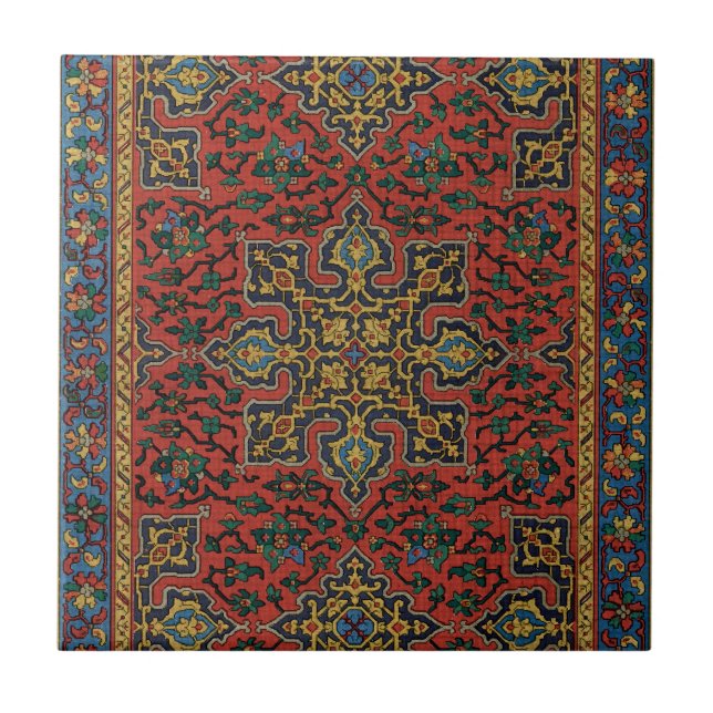Persian Matta Carpet Red Blue Classic Kakelplatta (Framsidan)