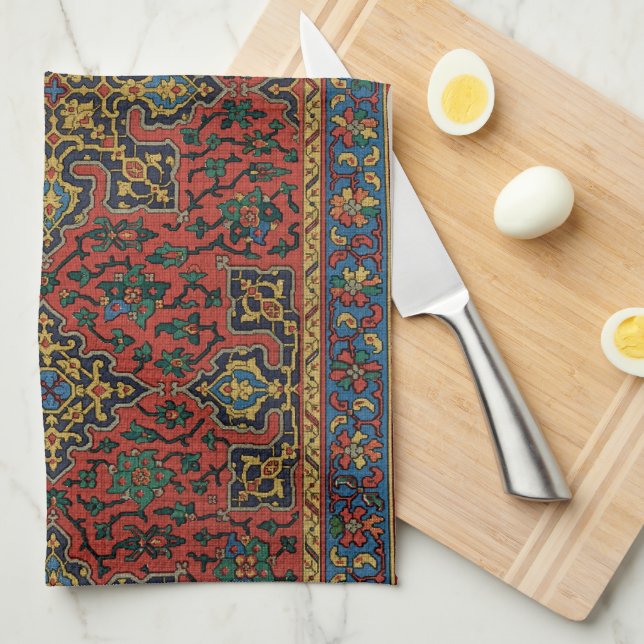 Persian Matta Carpet Red Blue Classic Kökshandduk (Vikt i Fjärdedel)