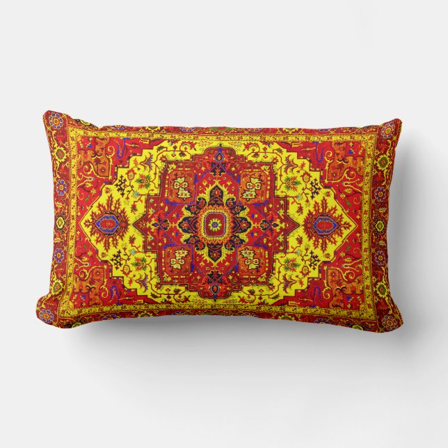PERSIAN MATTA - Röd och Gult Lumbarkudde (Framsida)