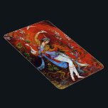 Persian Miniature Dancing Nymph Magnet<br><div class="desc">Dansa Persian-flicka,  miniatyrmålning Vackert målning av en ung flicka nymph med traditionell iransk folkdräkt med blomstrande plakat,  dans och hällande vin från jug mot en fantastisk bakgrund,  mest skarp röd</div>