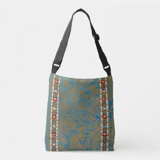 Persian Oriental Matta Luxury Grönt & Guld Springe Axelväska