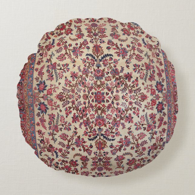 Persian Red Rosa Light Blue Lila  Rund Kudde (Framsidan)