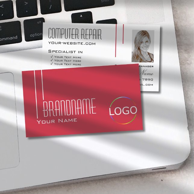 Persian Red White med Logotyp och Photo Profession Visitkort (Skapare uppladdad)