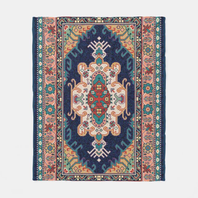 Persian Tabriz Black moroccan geometric Mönster Fleecefilt (Framsidan)