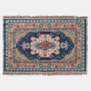 Persian Tabriz Black Radial geometric Mönster Filt